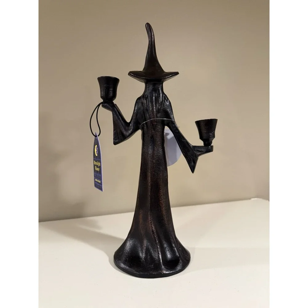 Moonlight Manor Halloween Witch Double Taper Candle Holder